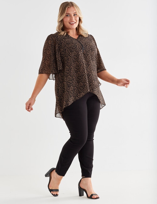 Studio Curve Animal Print Zip Front Tunic Top, Black product photo View 03 L