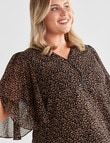 Studio Curve Animal Print Zip Front Tunic Top, Black product photo View 04 S