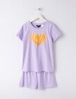 Sleep Squad Smokey Heart Knit Short PJ Set, Lilac, 8-16 product photo