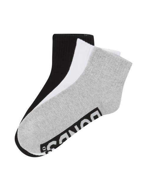 Bonds Logo Quarter Crew Sock, 3-Pack, Black, White & Grey product photo View 02 L