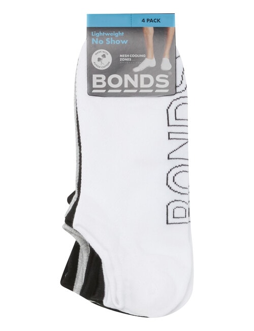 Bonds Logo Lightweight No Show Sock, 4-Pack, Black, White & Grey product photo View 03 L