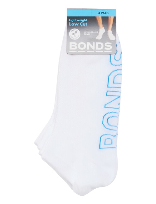 Bonds Logo Lightweight Low Cut Sock, 4-Pack, White product photo View 03 L