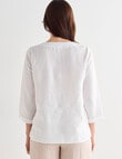 Ella J Linen Button Top, White product photo View 02 S