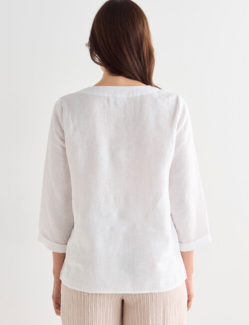 Ella J Linen Button Top, White product photo View 02 L