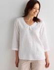 Ella J Linen Button Top, White product photo View 05 S