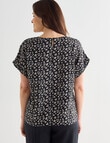 Ella J Linen Animal Print Shell Top, Black product photo View 02 S