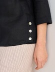 Ella J Linen Button Top, Black product photo View 04 S