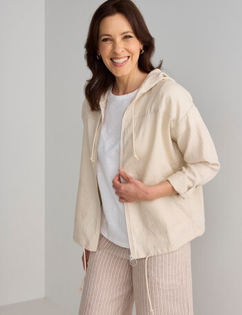 Ella J Linen Zip Jacket, Natural product photo