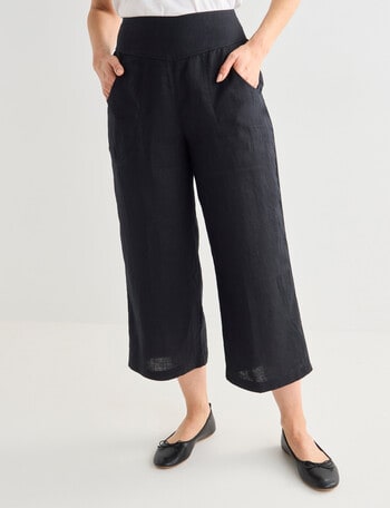 Ella J Linen Crop Pant, Black product photo