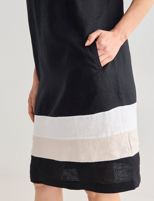 Ella J Linen Panel Dress, Black product photo View 05 L