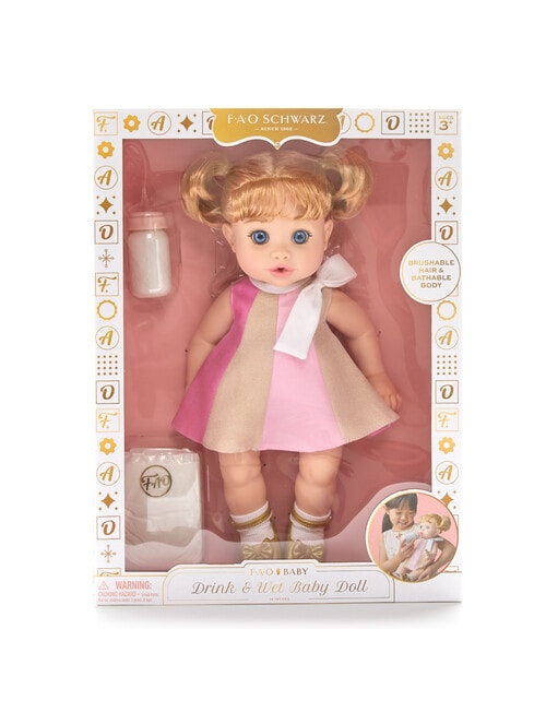 FAO Schwarz Drink & Wet Baby Doll, Blonde, 35cm product photo View 03 L