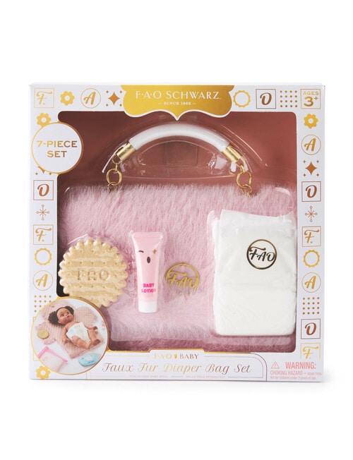 FAO Schwarz Baby Faux Fur Diaper Bag Set product photo View 05 L