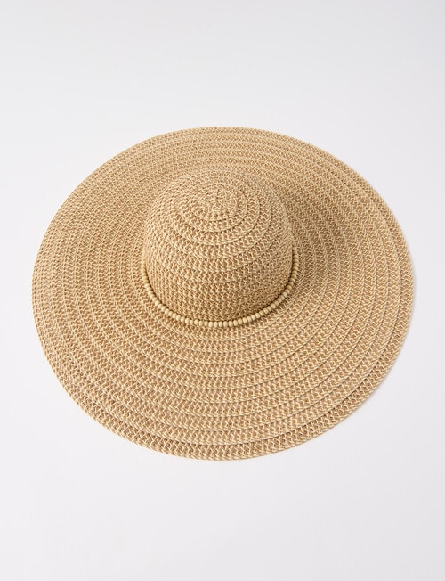 Zest Resort Wide Brim Bead Trim Hat, Natural product photo View 03 L