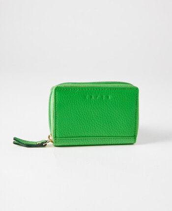 Carte Pebbled Leather Small Zippy Wallet, Green Apple product photo