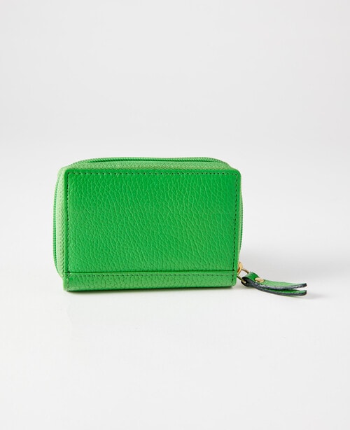 Carte Pebbled Leather Small Zippy Wallet, Green Apple product photo View 02 L