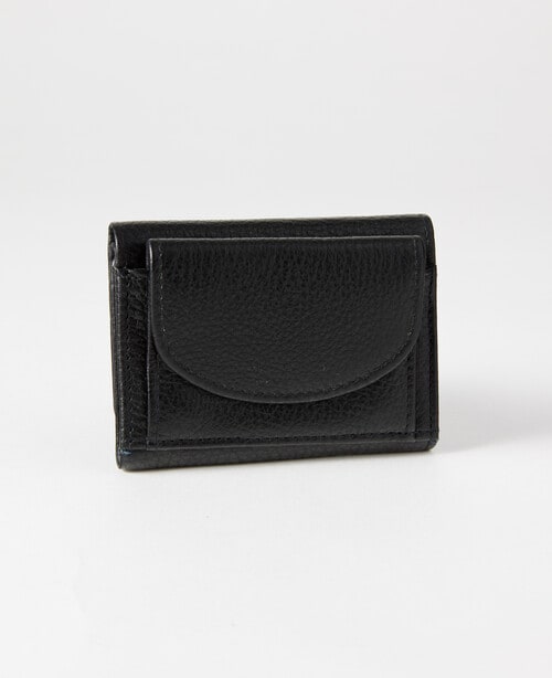 Carte Pebbled Leather Foldover Small Wallet, Black product photo View 02 L