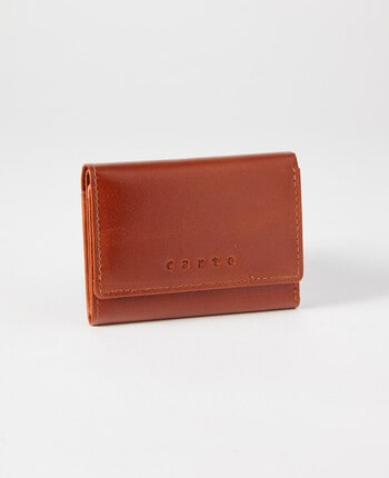 Carte Leather Foldover Small Wallet, Tan product photo