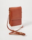 Carte Leather Foldover Crossbody Bag, Tan product photo