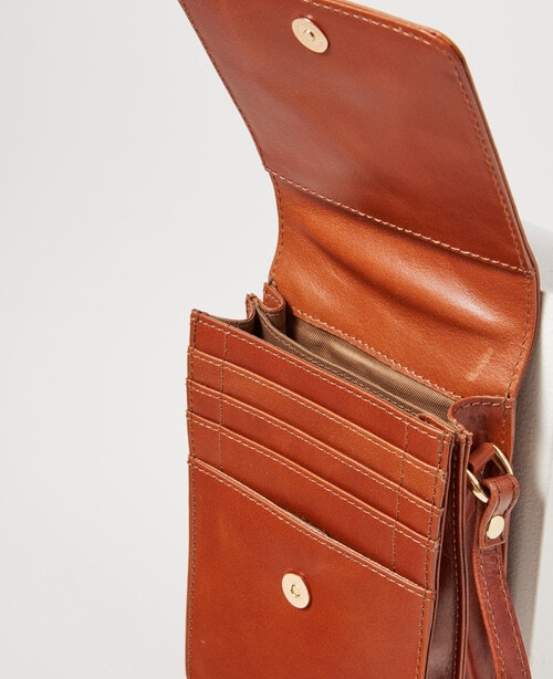 Carte Leather Foldover Crossbody Bag, Tan product photo View 05 L