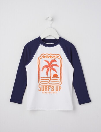 Wavetribe Surfs Up Long Sleeve Rash Top, White product photo