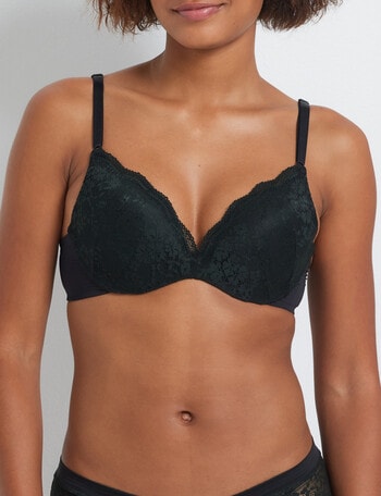 Perfects Be Real Lace Push Up Bra, Black, A-D product photo