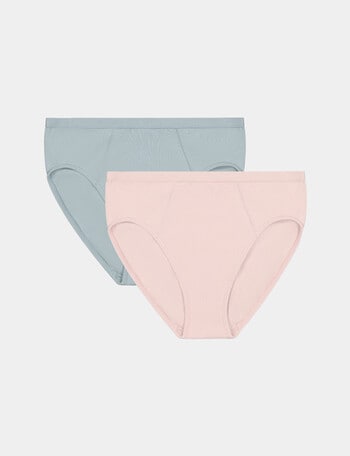 Bendon Body Cotton High Cut Brief, 2-Pack, Icy Pink & Slate, S-XL product photo