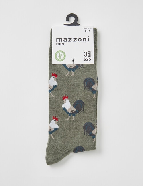 Mazzoni Rooster Viscose Rayon From Bamboo Dress Sock, Green product photo View 02 L