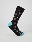 Mazzoni Coffee Viscose Rayon From Bamboo Dress Sock, Black & Teal product photo