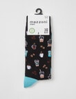 Mazzoni Coffee Viscose Rayon From Bamboo Dress Sock, Black & Teal product photo View 02 S