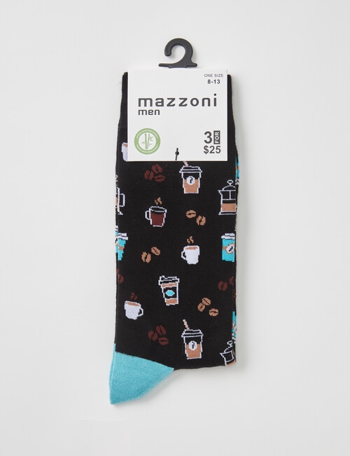 Mazzoni Coffee Viscose Rayon From Bamboo Dress Sock, Black & Teal product photo View 02 L