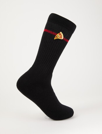 Mazzoni Pizza Cotton-blend Rib Crew Sock, Black product photo