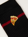 Mazzoni Pizza Cotton-blend Rib Crew Sock, Black product photo View 02 S