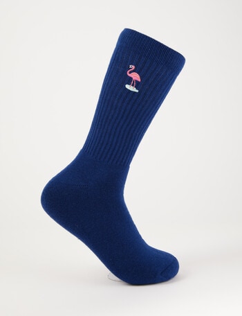 Mazzoni Flamingo Cotton-blend Rib Crew Sock, Blue product photo