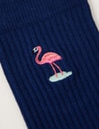 Mazzoni Flamingo Cotton-blend Rib Crew Sock, Blue product photo View 02 S