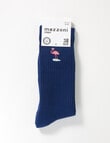 Mazzoni Flamingo Cotton-blend Rib Crew Sock, Blue product photo View 03 S