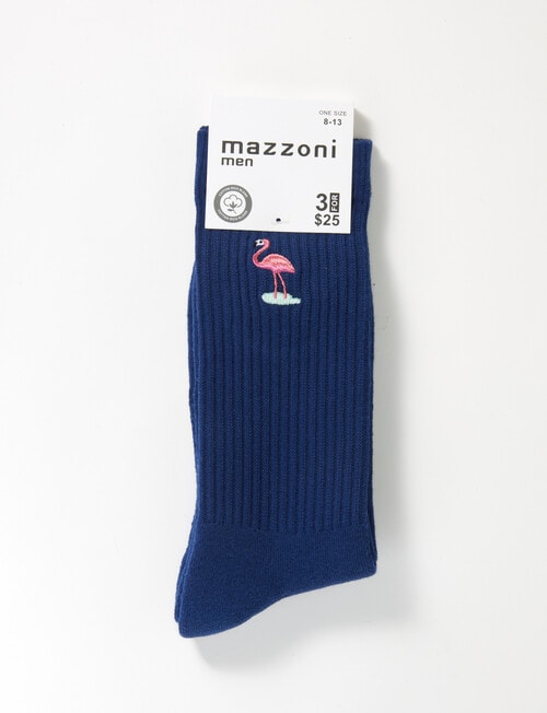 Mazzoni Flamingo Cotton-blend Rib Crew Sock, Blue product photo View 03 L