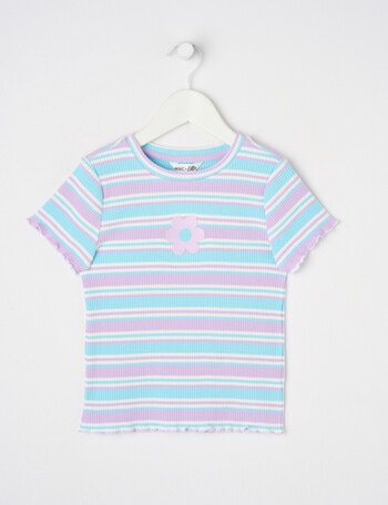 Mac & Ellie Short Sleeve Rib Tee Stripe, Lilac product photo