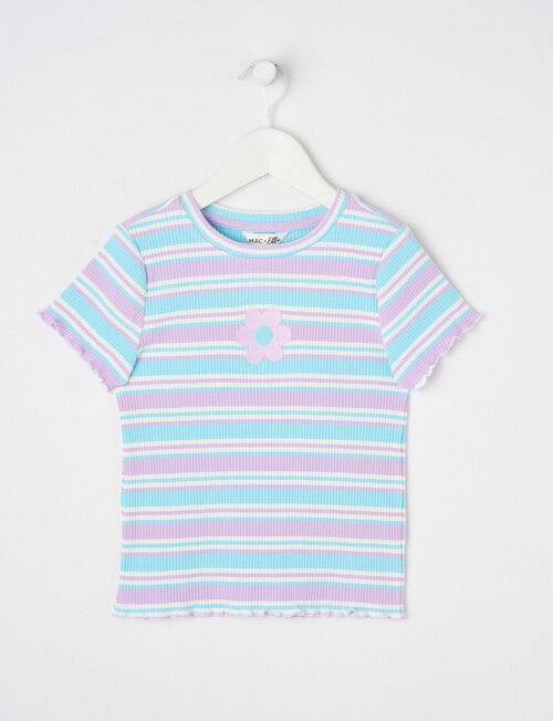 Mac & Ellie Short Sleeve Rib Tee Stripe, Lilac product photo