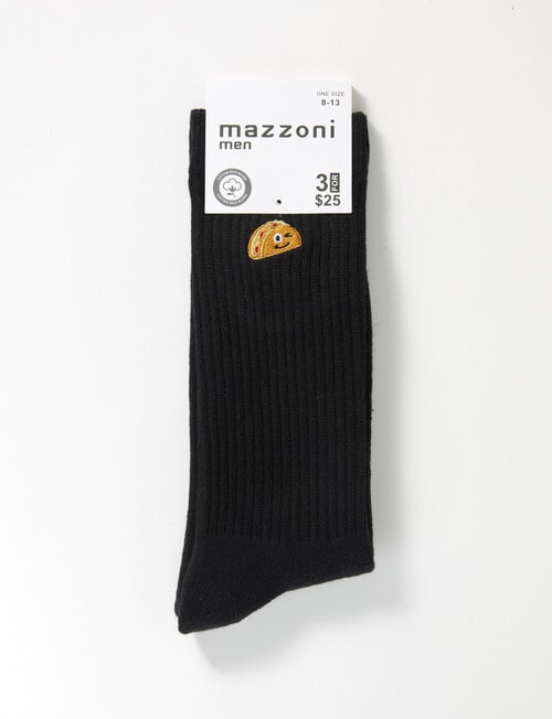 Mazzoni Taco Cotton-blend Rib Crew Sock, Black product photo View 03 L