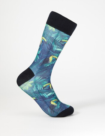 Mazzoni Toucan Digital Print Dress Sock, Green product photo