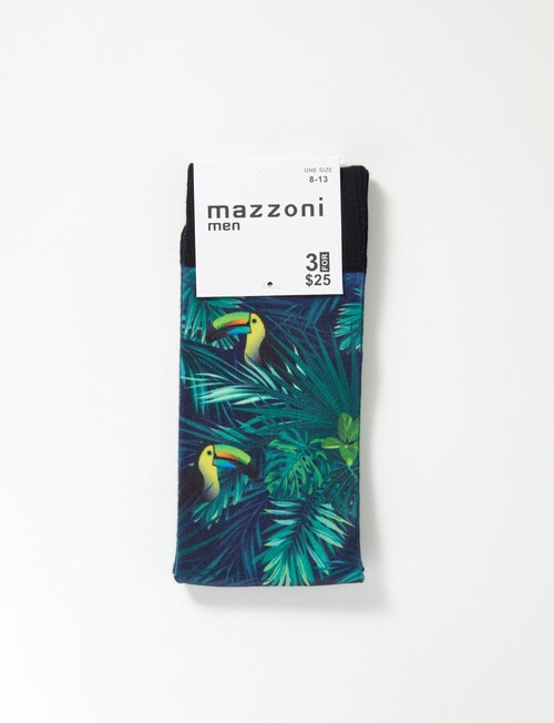 Mazzoni Toucan Digital Print Dress Sock, Green product photo View 02 L