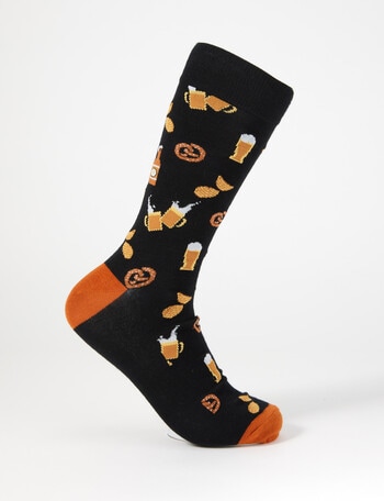 Mazzoni Beer & Snacks Bamboo Blend Dress Sock, Black product photo