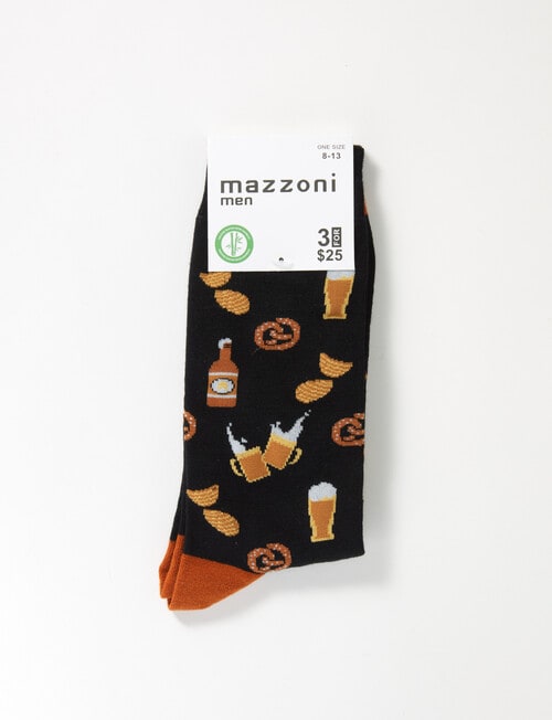 Mazzoni Beer & Snacks Bamboo Blend Dress Sock, Black product photo View 02 L