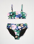 Wavetribe Tropical Floral Tess Bandeau Bikini Set, Black product photo