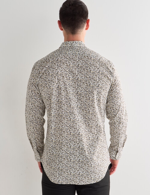 L+L Yellow Floral Printed Stretch Shirt, White & Yellow product photo View 02 L