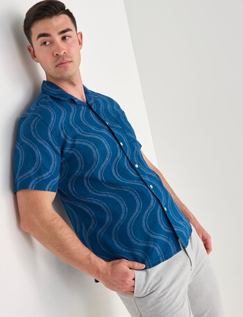 L+L Ziggy Linen Blend Shirt, Navy product photo