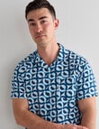 L+L Rohan Linen Blend Shirt, White & Blue product photo