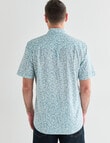 Chisel Daisy Short Sleeve Shirt Slub Print, Aqua product photo View 02 S