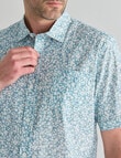 Chisel Daisy Short Sleeve Shirt Slub Print, Aqua product photo View 04 S