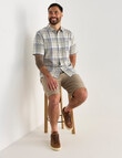 Kauri Trail Check Linen Blend Short Sleeve Shirt, Natural product photo View 03 S